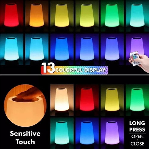 A Abajur Luminária Led Rgb Lâmpada Mesa Touch Controle
