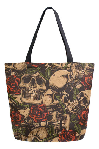 Zzwwr Retro Calaveras Rosa Patron Extra Grande Lienzo Hombro