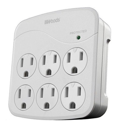 Woods 41076 Surge Protector Con 6 Power 1440j De Proteccion,