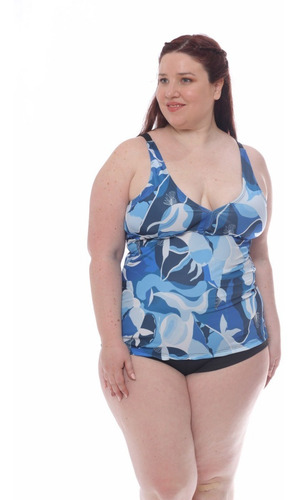 Imagen 5 de 9 de Malla Tankini Remera + Short Talle Grande Art 262