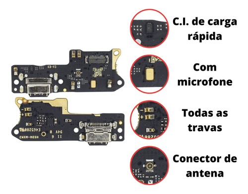 Placa Flex Carga Conector Compatível Redmi 9t/poco M3 Turbo