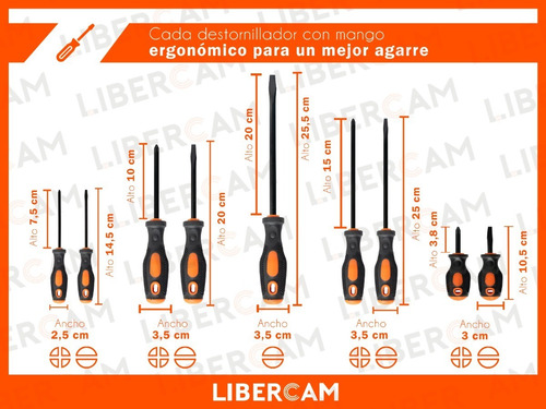 Kit Juego Destornilladores 8 Piezas Phillips Pala Imantados
