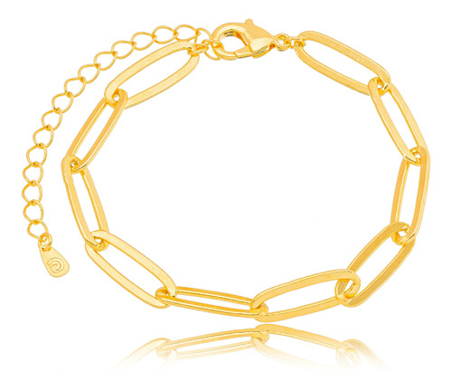 Pulseira Feminina Elos Lisos Banhado A Ouro 18k