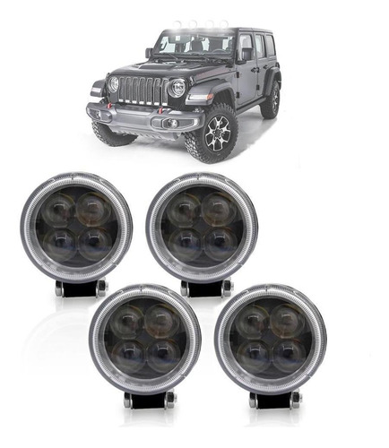 Kit 4 Farol De Milha Auxiliar 4 Led Redondo Off-road Trilha