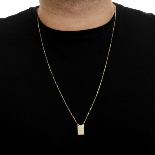 Imagem 3 de 3 de Escapulário Masculino Deus É Fiel Banhado 18k Ouro