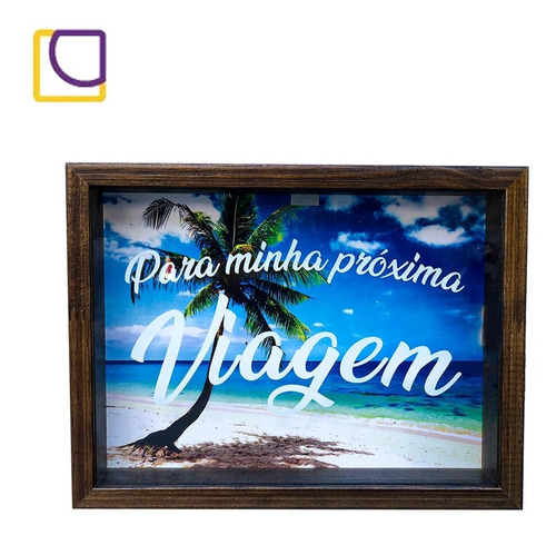 Quadro Cofre De Mdf Medio 16x23cm Para Próxima Viagem Praia