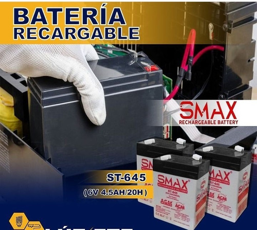 Bateria Recargable Smax 6v. 4.5 Ah/20hr