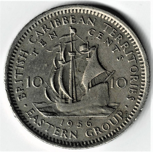 Moneda  De  Caribe  10  Cents  1956  Linda  Monedita