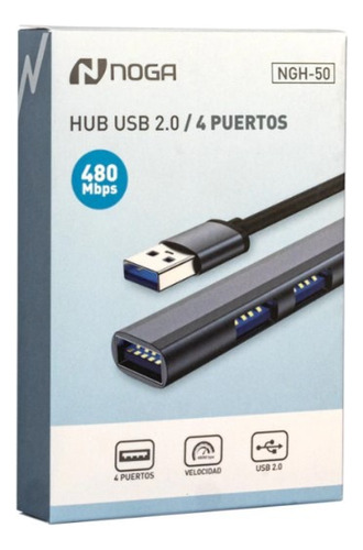 Hub Usb 4 Puertos 480 Mbps Noganet