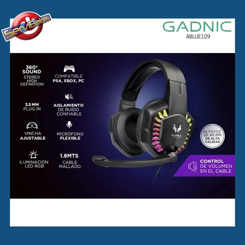 Auriculares Gamer Gadnic A3000 Led Rgb Aislamiento De Ruido 32.833 3