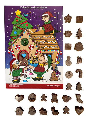 2 Pack Calendario De Adviento Navidad 24 Piezas De Chocolate