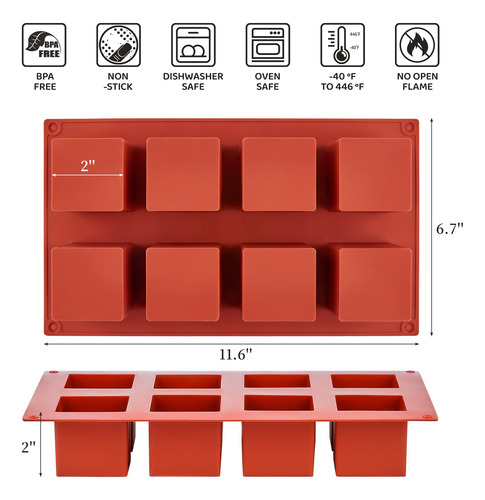 Molde Cuadrado De Silicona Antiadherente Para Hornear 5 X 5