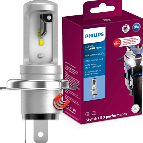 Lâmpada Led Ultinon Philips Moto Hs1 / H4 12v 6000k 