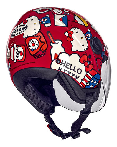 Capacete Peels Freeway Hello Kitty Usa Cor Vermelho com Branco Tamanho do capacete 58