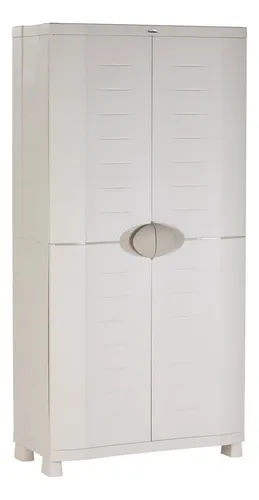 Armario blanco Plastiken con 4 estantes, 184 x 90 x 45 cm