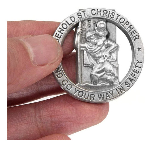 Forfine St Christopher Medal Car Saint Visor Clip Para 1