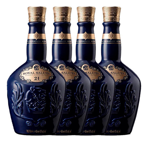 Kit 4 Garrafas Whisky Chivas Royal Salute 21 Anos Azul 700