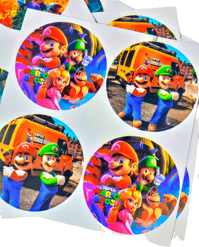 Mario Bross Stickers Adhesivos 48 Unidades  Luigi Peach Etc 