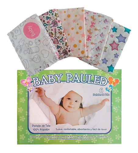 Imagen 2 de 5 de Pañal De Tela Estampados Marca Baby Pauled 100% Algodón