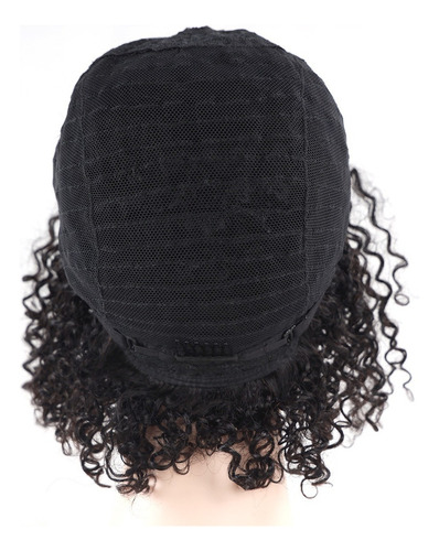 . Peluca Rizada Negra De Cabello Humano 100 % Con Encaje De