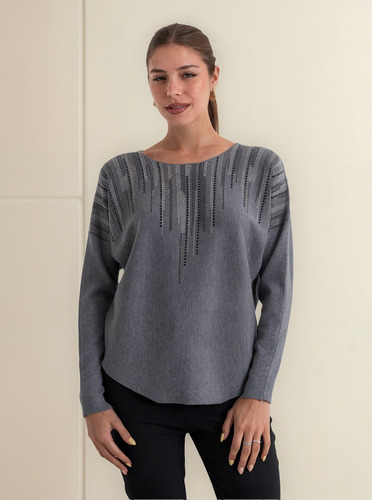 Sweater Importado Talia Mujer De Lycra Con Stras Premium
