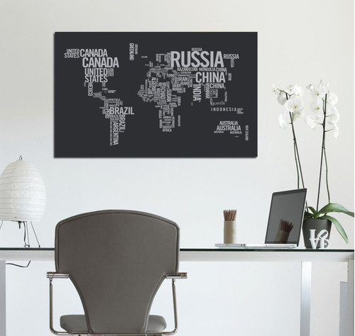 Vinilo Decorativo 50x75cm Mapa Nombres Paises World