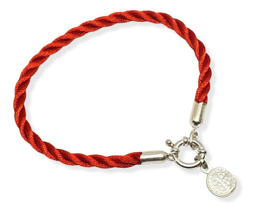 Imagen 2 de 7 de Pulsera Plata Hilo Seda Rojo Dije San Benito Marinero