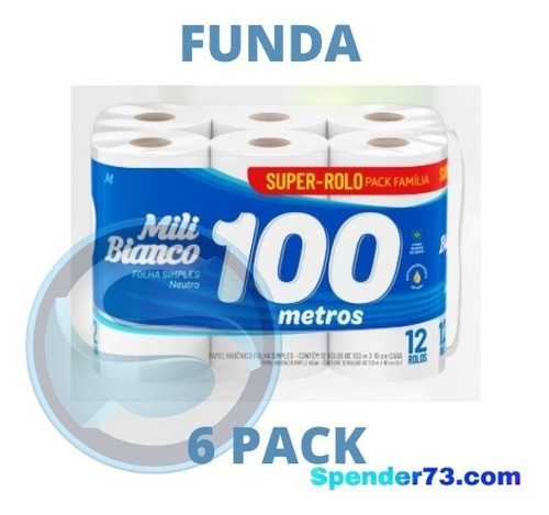 Papel Higiénico Funda 6 Pack 72 Rollos 100 Metros