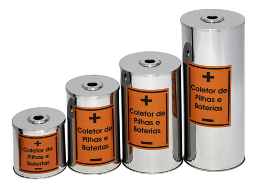 Lixeira De Inox Para Coletar Pilhas E Baterias 30x40 30l Cor Prateado