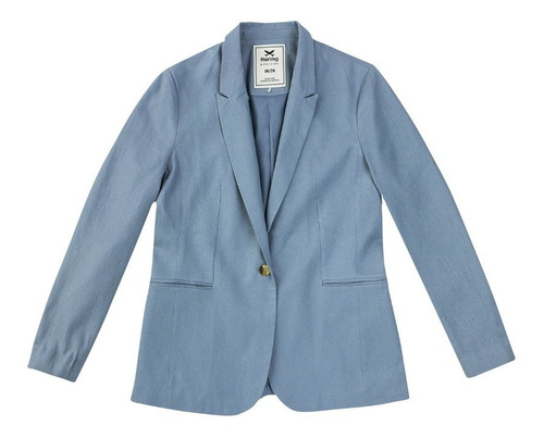 Blazer Básico Feminino Em Linho Hering - Azul Claro