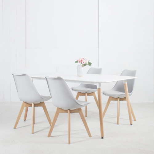 Silla De Comedor Plástico De Diseño Eames Madera - Tulip X 6 Estructura de la silla Blanco