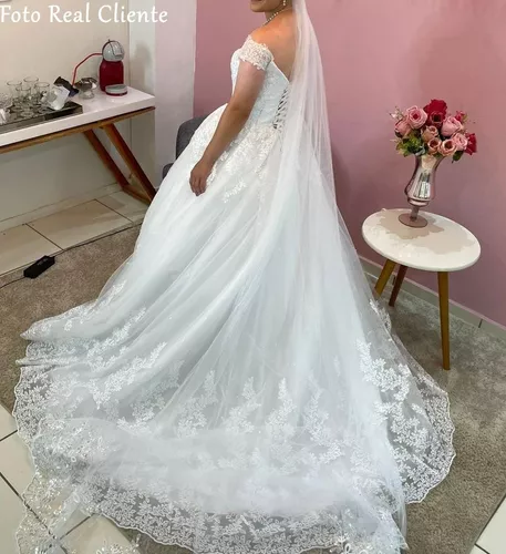 Vestido De Noiva Com Brilho Princesa Lindo Casamento 'e150