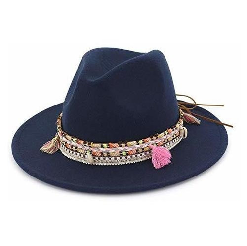 Sombrero Fedora De Fieltro Para Mujer Talla M Azul