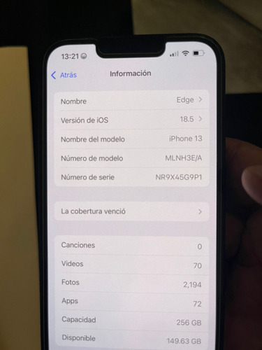 Apple Iphone 13 (256 Gb) - Azul Medianoche Azul Marino (Usado)