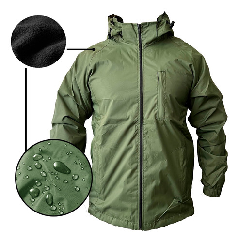 Corta Viento Hombre Impermeable Con Micropolar