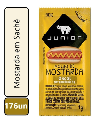 Mostarda Molho Tradicional Em Sachê 7g - 176un Junior 