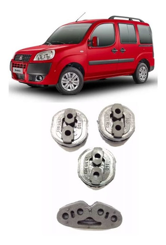 Borracha / Coxim Descarga Fiat Doblo Todos Kit C/ 4 Peças