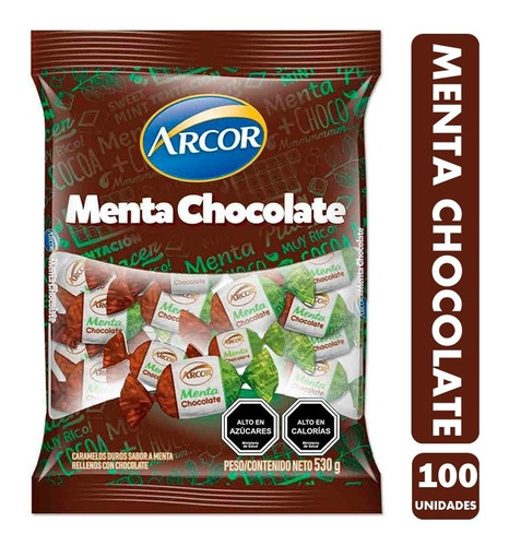 Caramelo Arcor Menta Chocolate (bolsa De 100 Unidades)