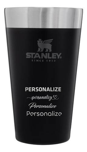 Copo Térmico Para Cerveja Stanley 473ml Personalizado Nome Cor Preto LASER