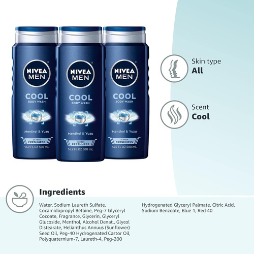 Nivea Men Gel Limpiador Refrescante Con Mentol Helado,...