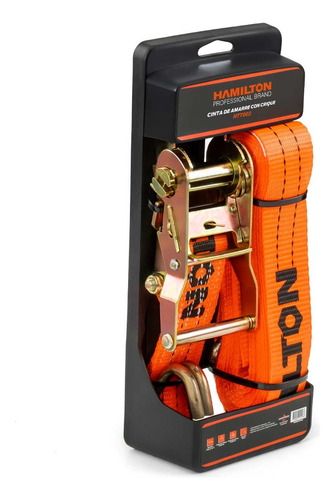 Cinta De Amarre Con Crique De 38 Mm X 6 M Hamilton Htt002 Naranja Claro
