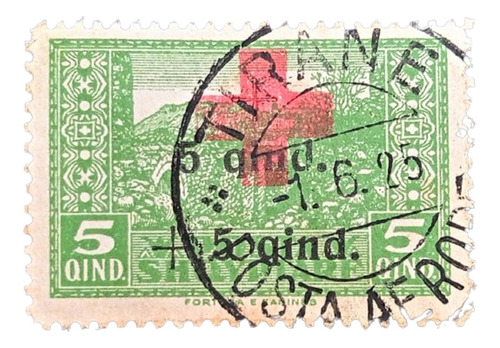 Albania, Sello Yv 140 Resello Cruz Roja 1924 Usado L19444