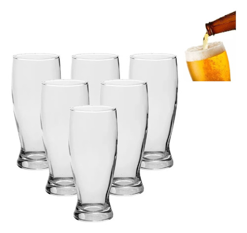 Kit 6 Copos De Chopp Transparente 350ml Tulipa Bar Cerveja