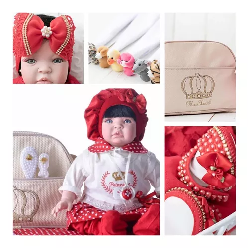 Boneca Bebê Reborn Real Princesa Newborn c Bolsa Maternidade - Chic Outlet  - Economize com estilo!