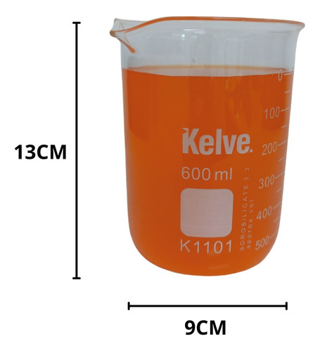 Vaso Precipitado De Vidrio 600 Ml Kelve K1101 Paq C/5