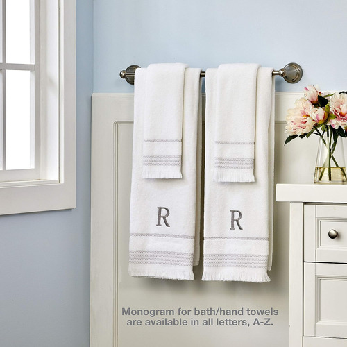 Skl Home Casual Monogram Toalla De Bano, Z, 28x54, Blanco