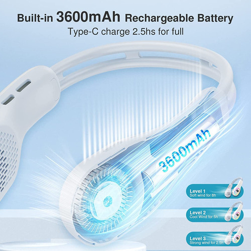 Ventilador De Cuello Sin Hojas Recargable Usb Silencioso