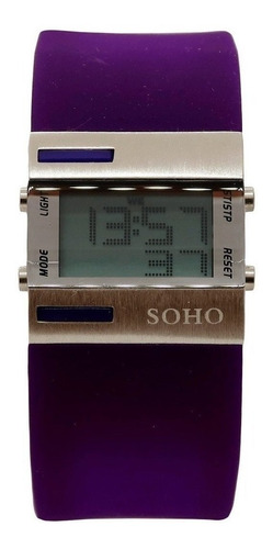 Reloj Digital C/luz Cronometro Malla Goma Soho Ch2734l Cuota