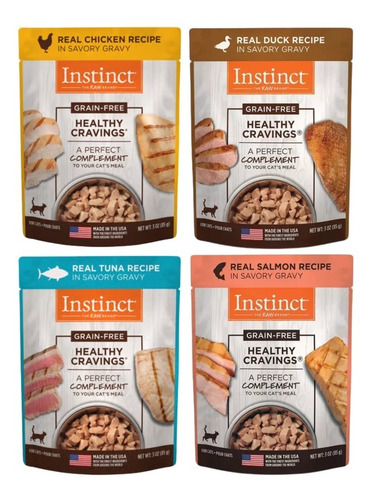 16 Sobres De Alimento Instinct Para Gato Sabores Surtidos