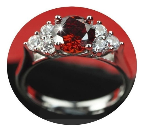 Anillo Novia Rojo Regalo Dama Mama Mujer Oro Blanco 18k Lujo